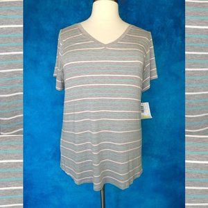 NWT LulaRoe Grey Striped Christy Top 3XL